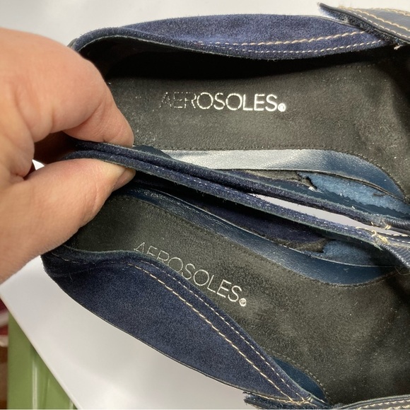 AEROSOLES butterscotch flats navy blue leather size 8.5 - Picture 2 of 8